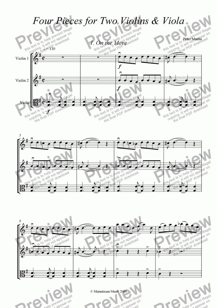 page one of Four Pieces for Two Violins & Viola