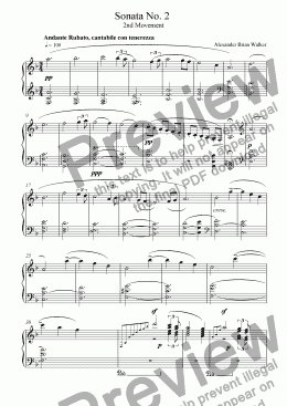 page one of Sonata No 2 - Second Movement