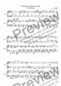 page one of Christmas Oratorio Suite for piano duet - 2. Sinfonia