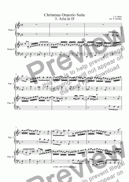 page one of Christmas Oratorio Suite for piano duet - 3. Aria in D