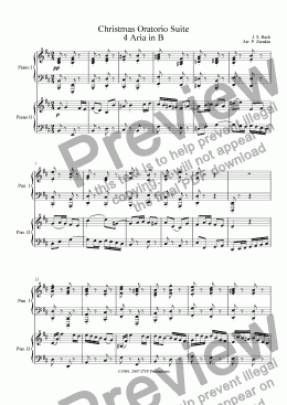 page one of Christmas Oratorio Suite for piano duet - 4. Aria in B