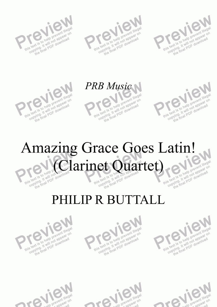page one of Amazing Grace Goes Latin! (Clarinet Quartet)