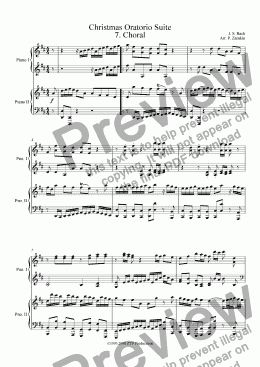 page one of Christmas Oratorio Suite for piano duet - 7. Choral