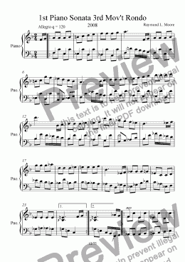 page one of 1st Piano Sonata, 3rd Mov't (classical)
