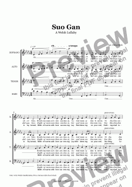 page one of Suo Gan (a Welsh Lullaby)