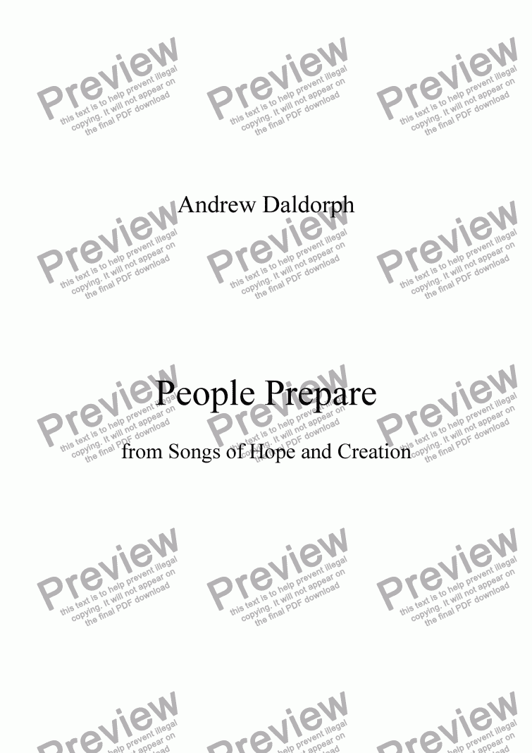page one of Songs of Hope and Creation - People Prepare
