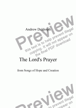 page one of Songs of Hope and Creation - The Lord’s Prayer