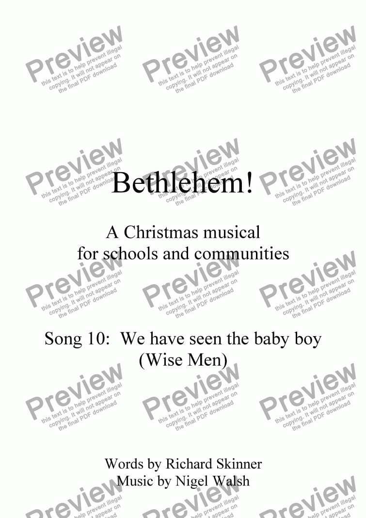 page one of Bethlehem! - 10 - We have seen the baby boy