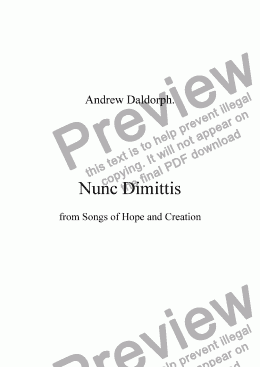 page one of Songs of Hope and Creation - Nunc Dimittis