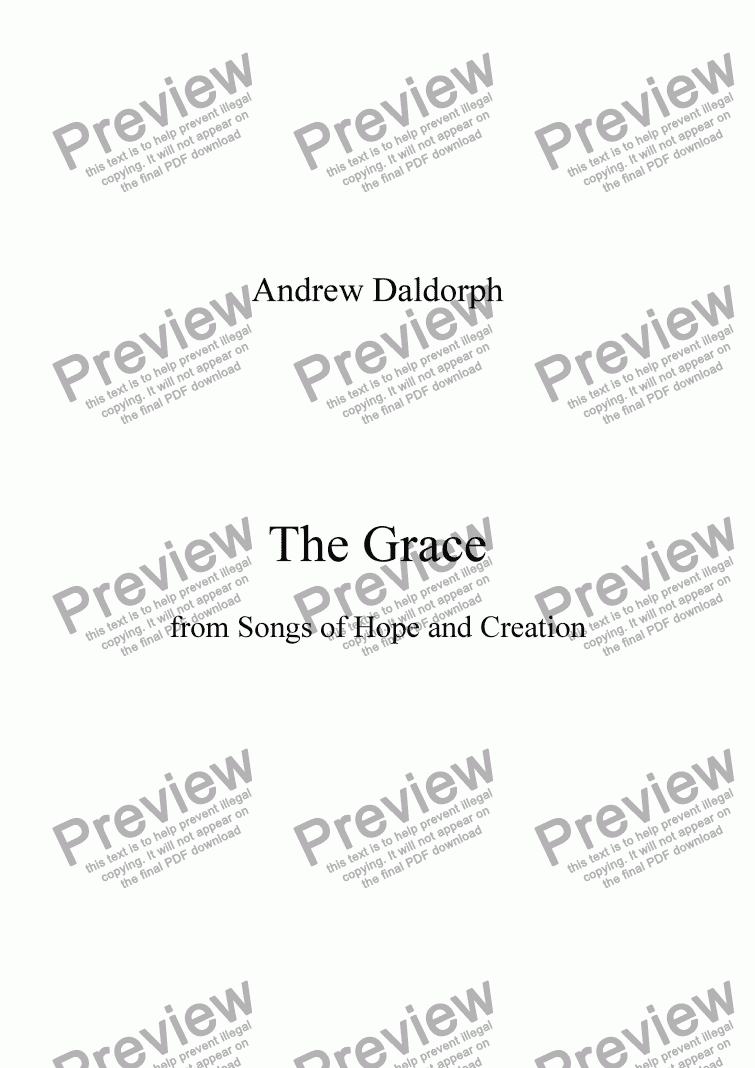 page one of Songs of Hope and Creation - The Grace