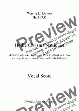 page one of Hodie Christus Natus Est - Vocal Score
