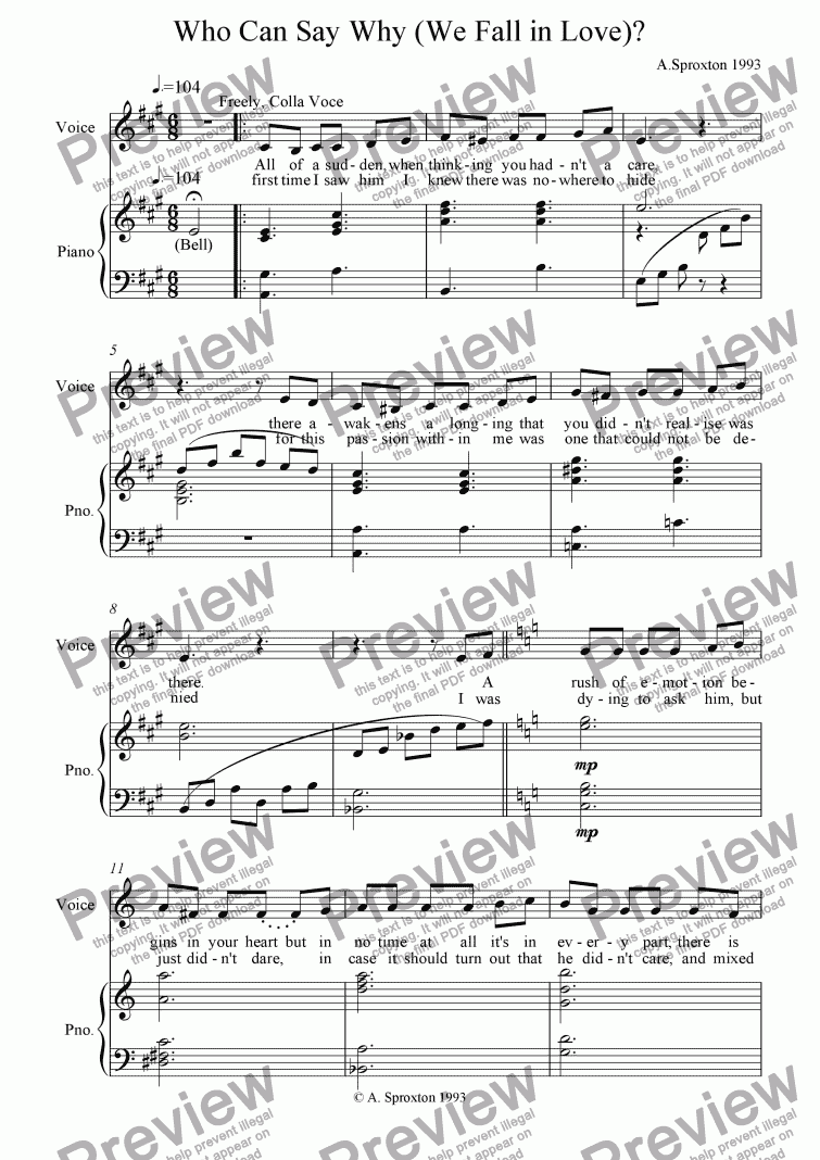 page one of Who Can Say Why (We Fall in Love)?  Piano/Vocal