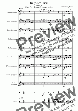 page one of Tragoesser Buam Marsch Saxophonorchester
