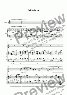 page one of IMICABANGO for flute and piano: (2) Isiduduzo