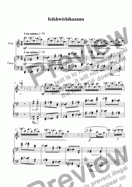 page one of IMICABANGO for flute and piano: (3) Isikhwishikazana