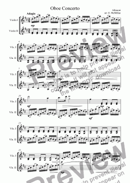 page one of Albinoni Oboe Concerto (Adagio)