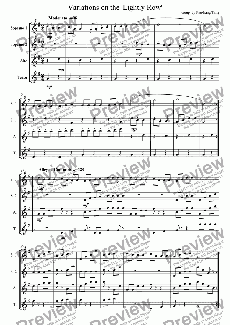 page one of  Variations on the Lightly Row