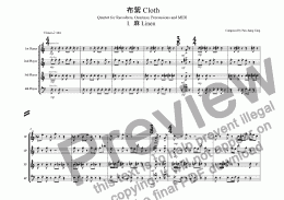 page one of 布絮 Cloth - Quartet for Recorders, Ocarinas, Percussion, and MIDI