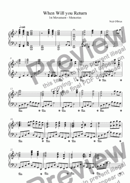 page one of When will You Return - First Movement - Memories