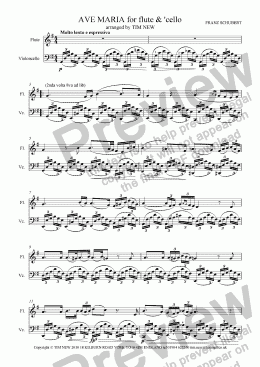 page one of AVE MARIA duet for flute & cello