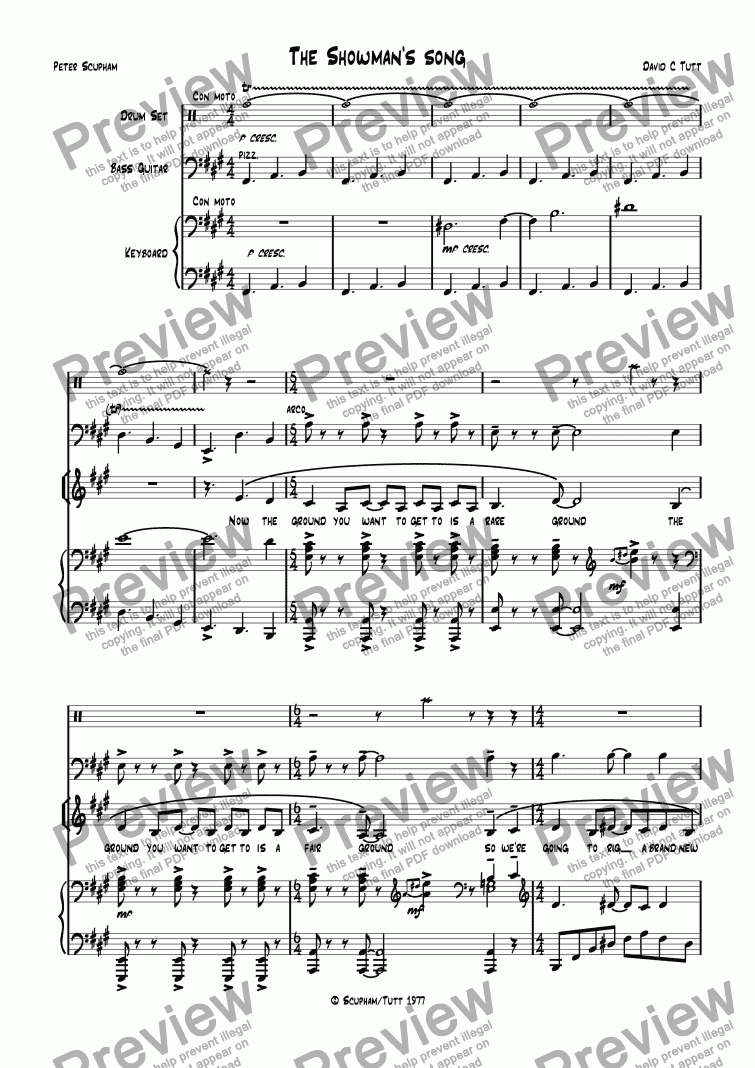 page one of The Showman’s Song