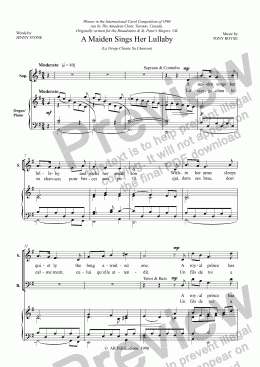 page one of Carol: A Maiden Sings Her Lullaby  (SATB & Organ)