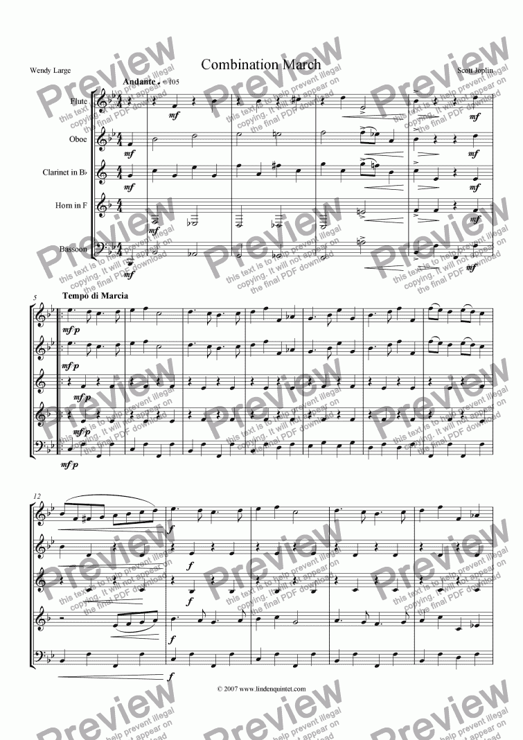 page one of Joplin - Combination March