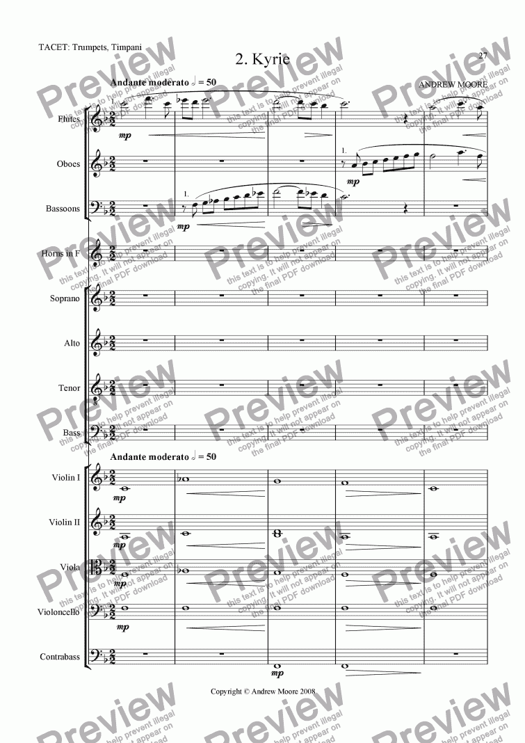 page one of Requiem,  2. Kyrie