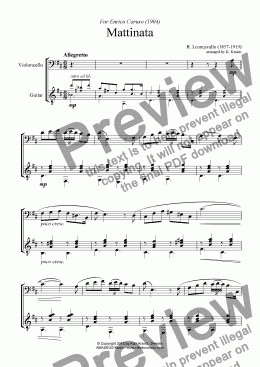 page one of Mattinata for violoncello and guitar