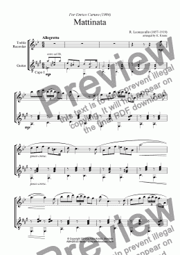 page one of Mattinata for treble recorder and guitar