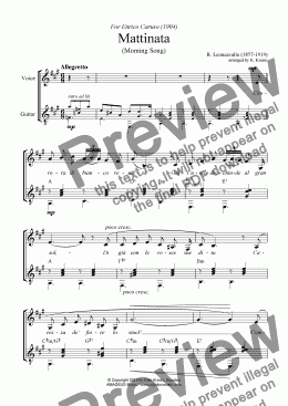 page one of Mattinata for voice and guitar (A Major)