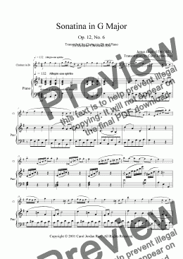 page one of Sonatina for Clarinet (clarinet & piano)