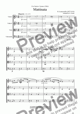 page one of Mattinata for easy string quartet
