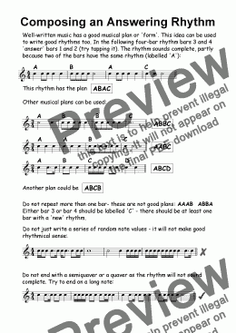 page one of Helpsheet: Composing An Answering Rhythm