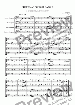page one of Christmas Book of Carols (Saxophone Quartet) (2010)