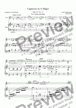 page one of Capriccio in A Major