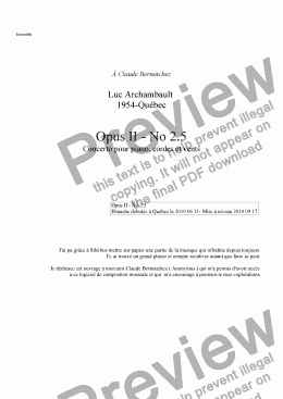 page one of Opus II No 2.6 - 2e Concerto pour piano cordes et vents - 2010 06 11-2010 09 30