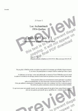 page one of Opus IV No 1.1 - 3e Concerto pour piano cordes et vents - 2010 09 01-2010 09 19