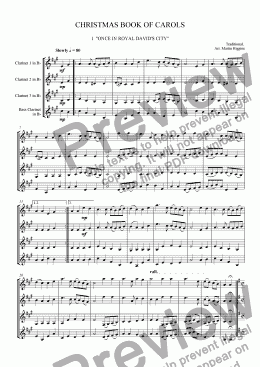 page one of Christmas Book of Carols (Clarinet Quartet) (2010)