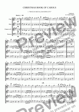 page one of Christmas Book of Carols (Woodwind Quartet) (2010)