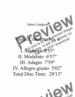 page one of Violin Concerto No. 1 in A minor, I. Andante, arranged for Solo Violin with Piano Accompaniment