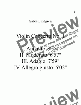page one of Violin Concerto No. 1 in A minor, III. Adagio, arranged for Solo Violin with Piano Accompaniment