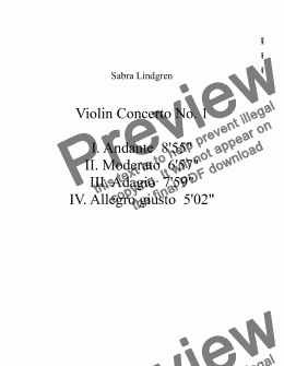 page one of Violin Concerto No. 1 in A minor, IV. Allegro giusto, for Solo Violin with Orchestra