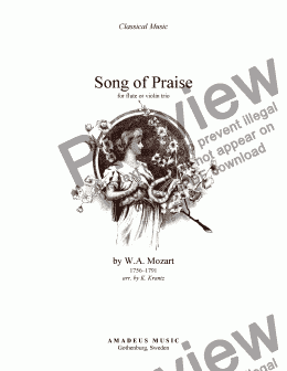 page one of Song of Praise/Hymn Song for flute or violin trio