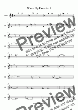 page one of Free Warm Up Exercise (for Flute)