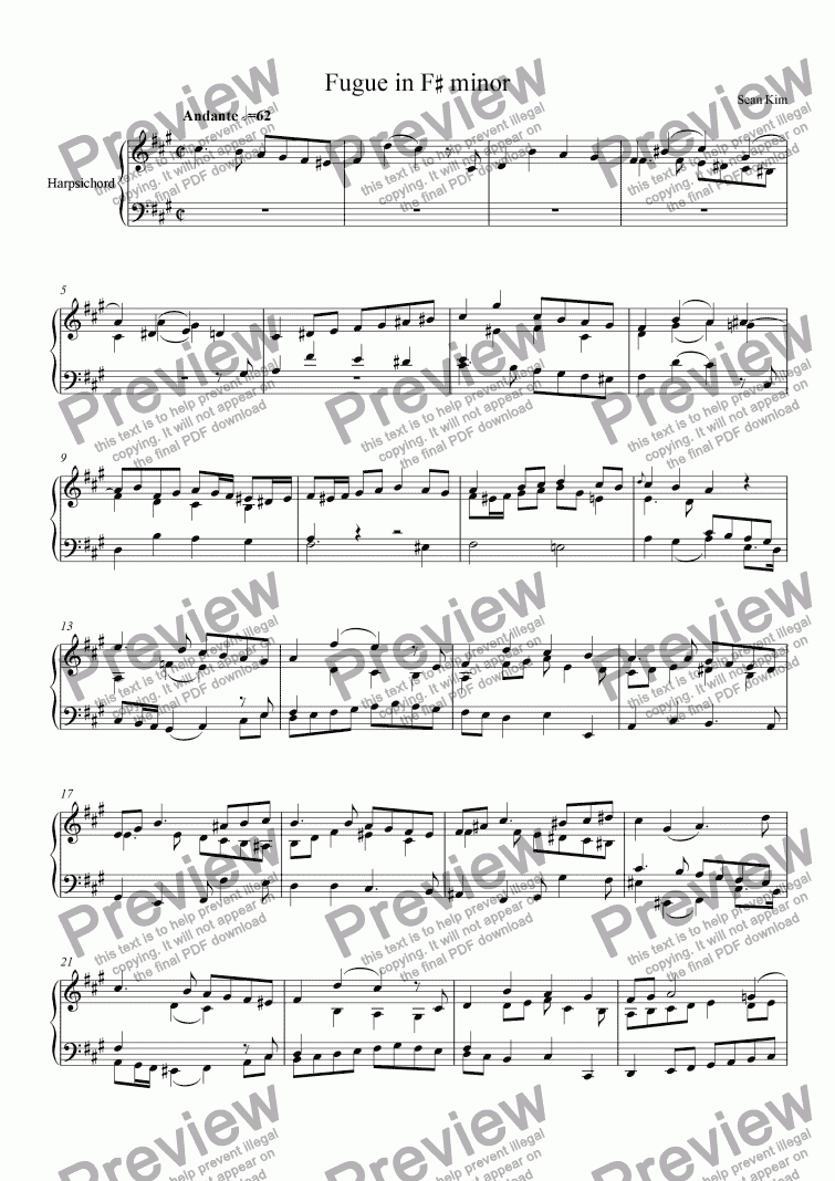 page one of Fugue in F-sharp minor