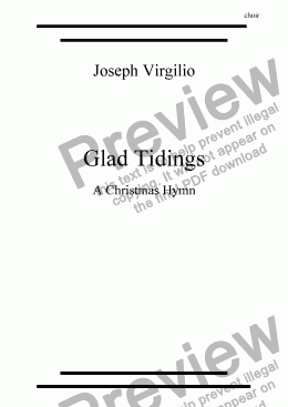 page one of Glad Tidings - A Christmas Hymn for congregation and choir