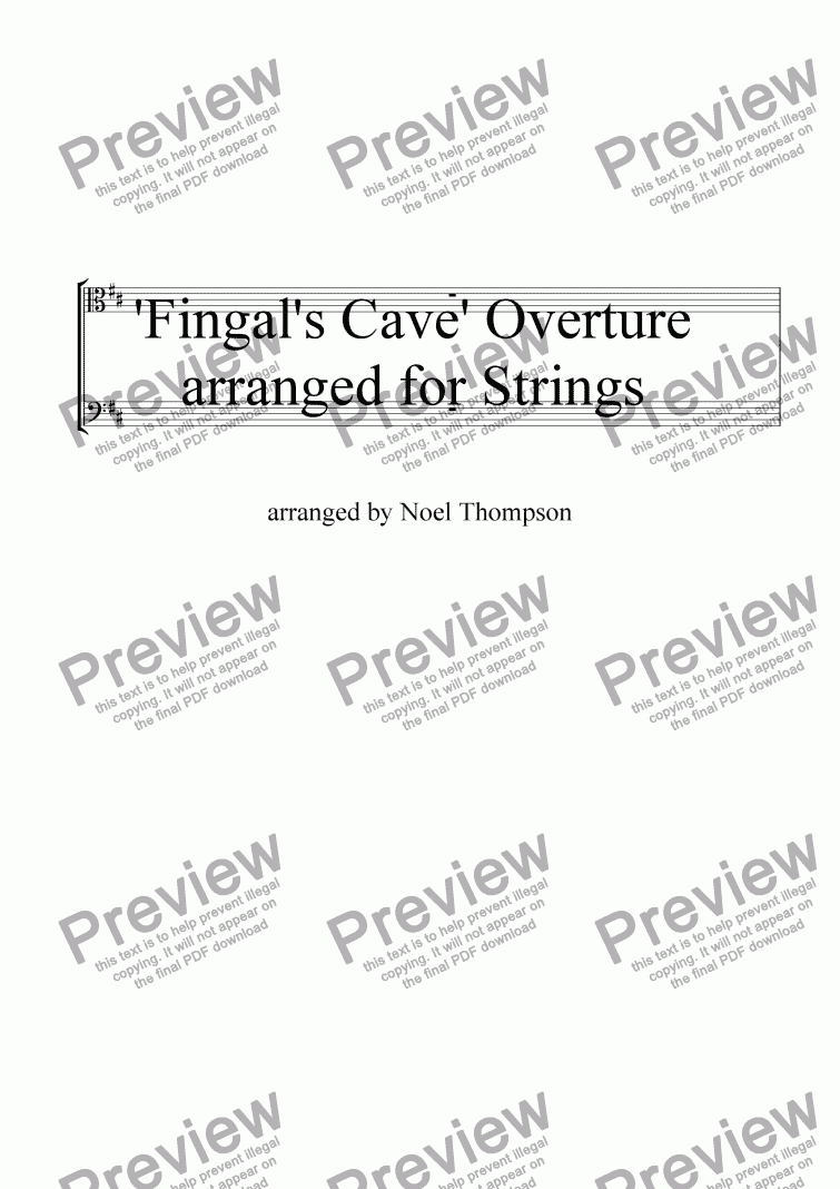 page one of 'Fingal's Cave' arranged for Strings & Solo Violin