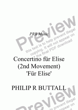 page one of Concertino for Elise (2nd movement only)