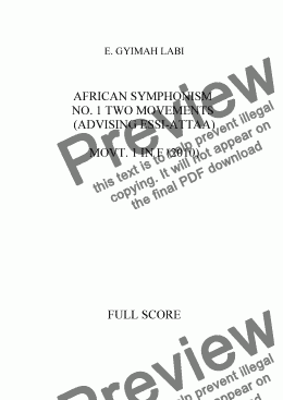 page one of FIRST AFRICAN SYMPHONISM IN F & Bb (ADVISING ESSI-ATTAA) MOVT. I, 2010 